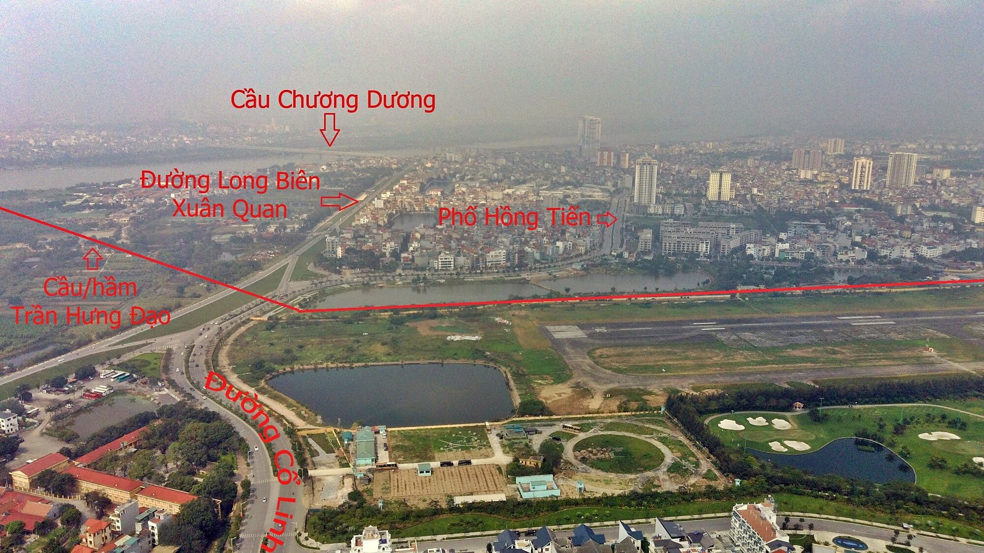 Lộ trình hầm/cầu Trần Hưng Đạo về phía quận Long Biên.