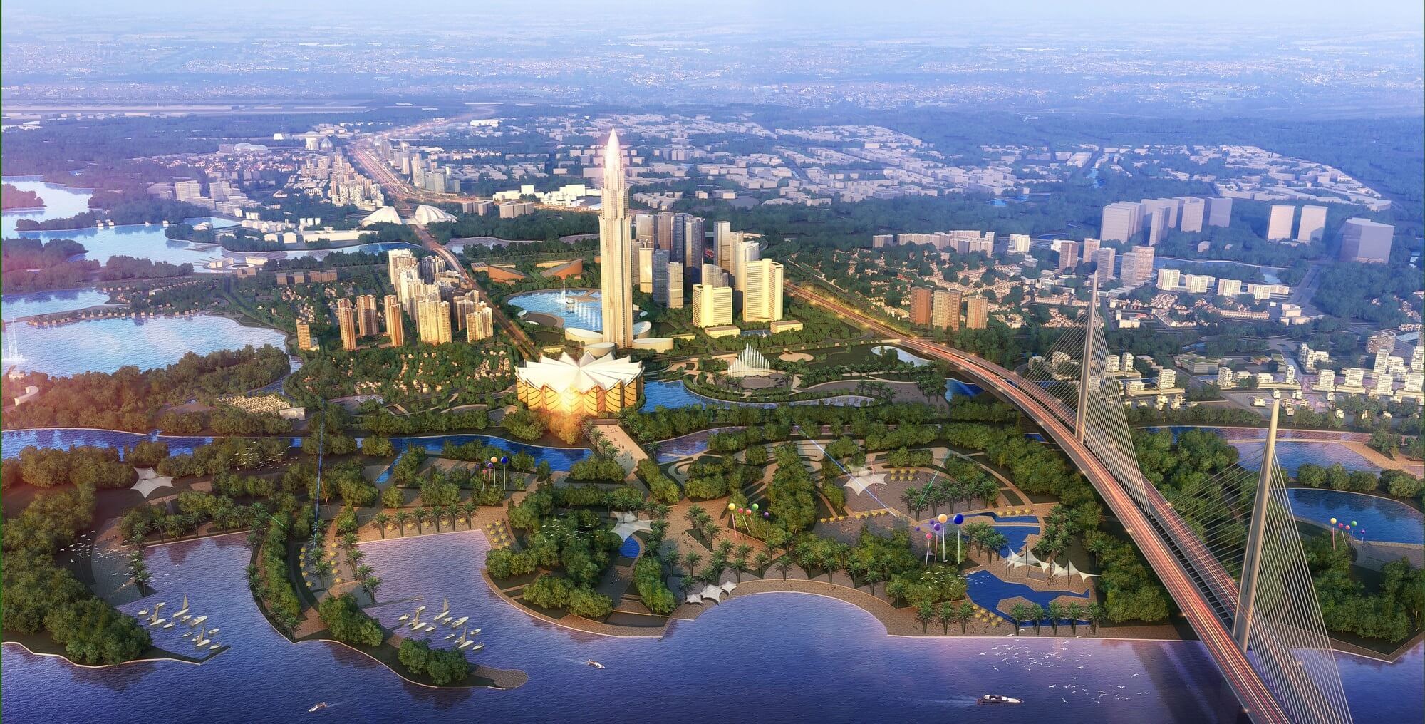 Phối cảnh tổng thể của dự án thành phố thông minh Đông Anh ( Smart City ).